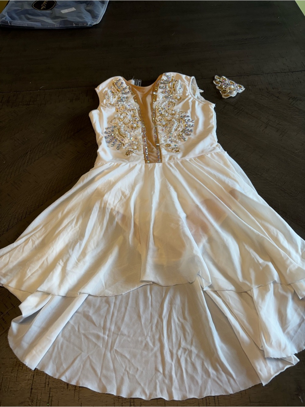 Glamour Embellished White lyrical costume with headpiece